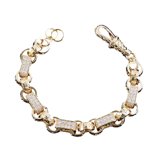 Iced Out Crystal Studded Albert Clasp Bracelet