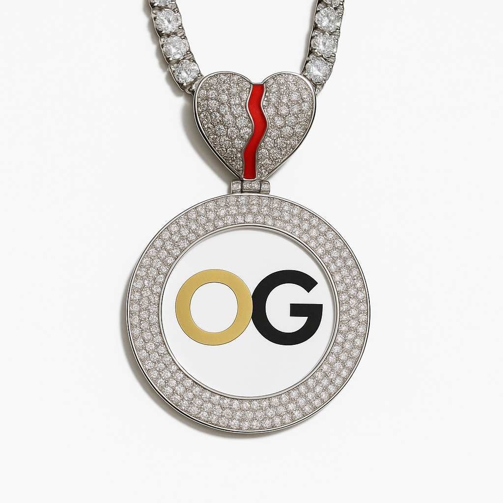 Custom Iced Out Broken Heart Round Photo Pendant