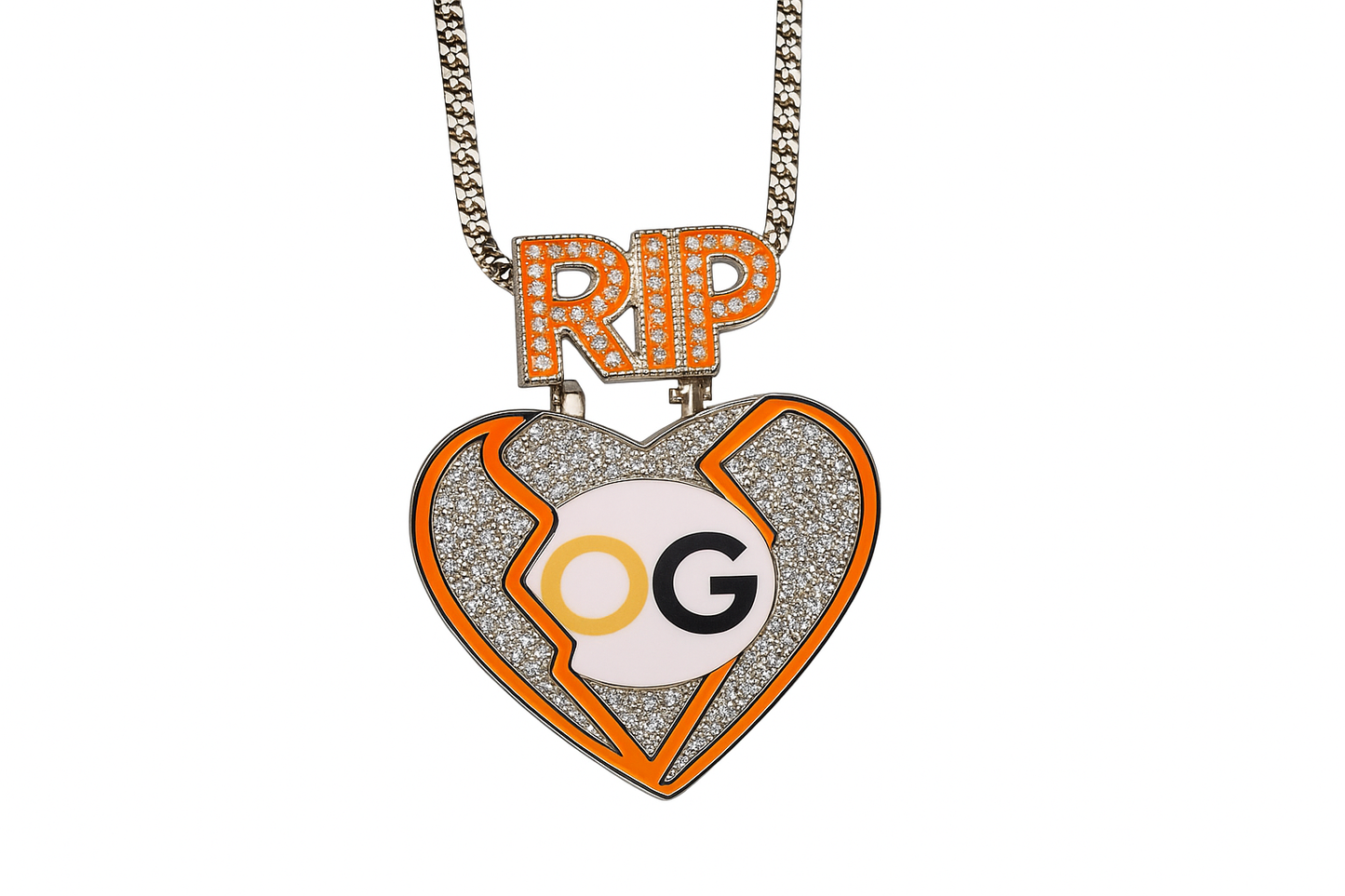 Custom Iced Out Broken Heart RIP Photo Pendant