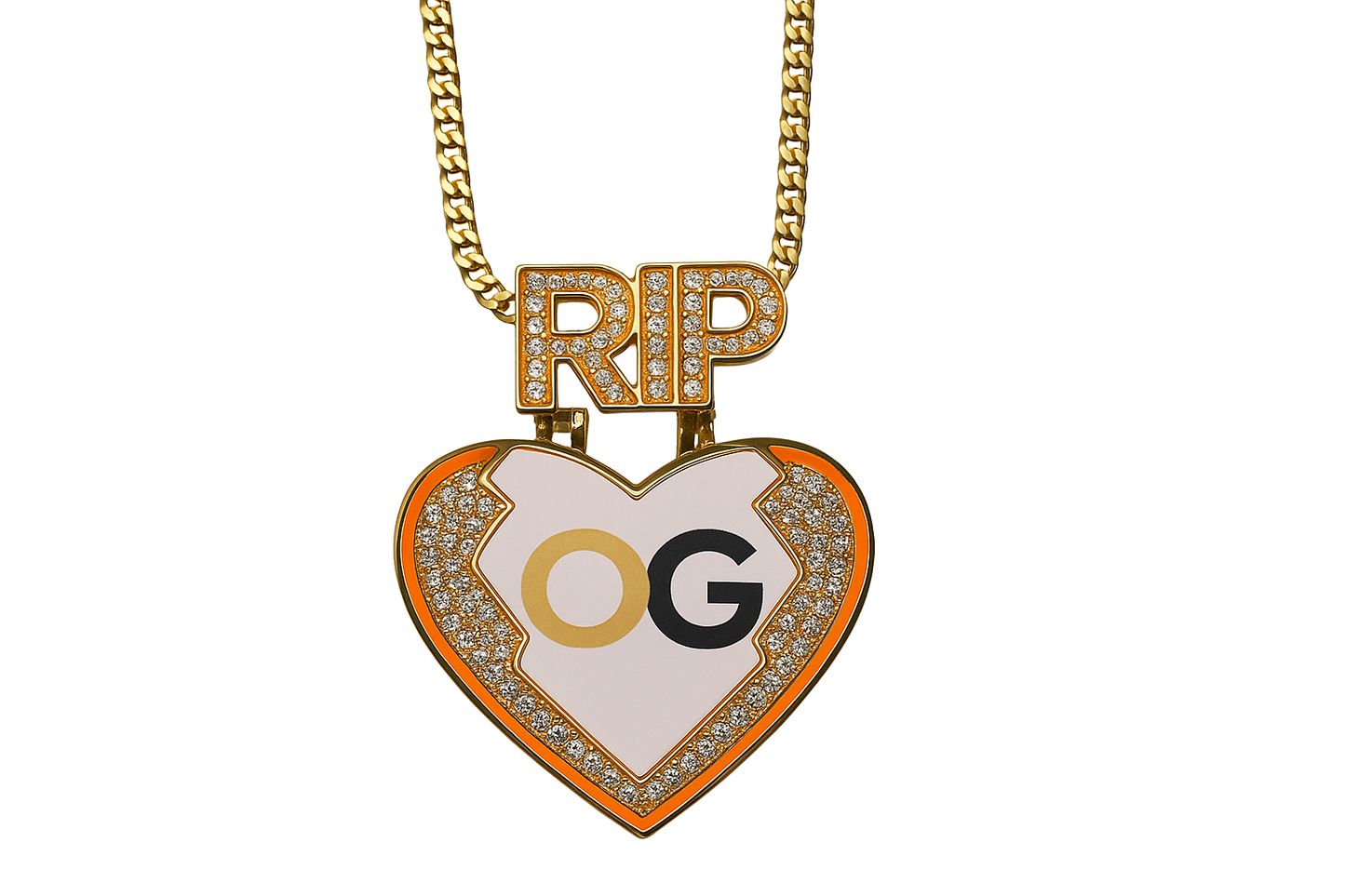 Custom Iced Out Broken Heart RIP Photo Pendant
