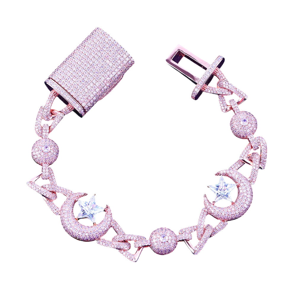 Iced Out Galaxy Boss Moon & Star Cuban Bracelet