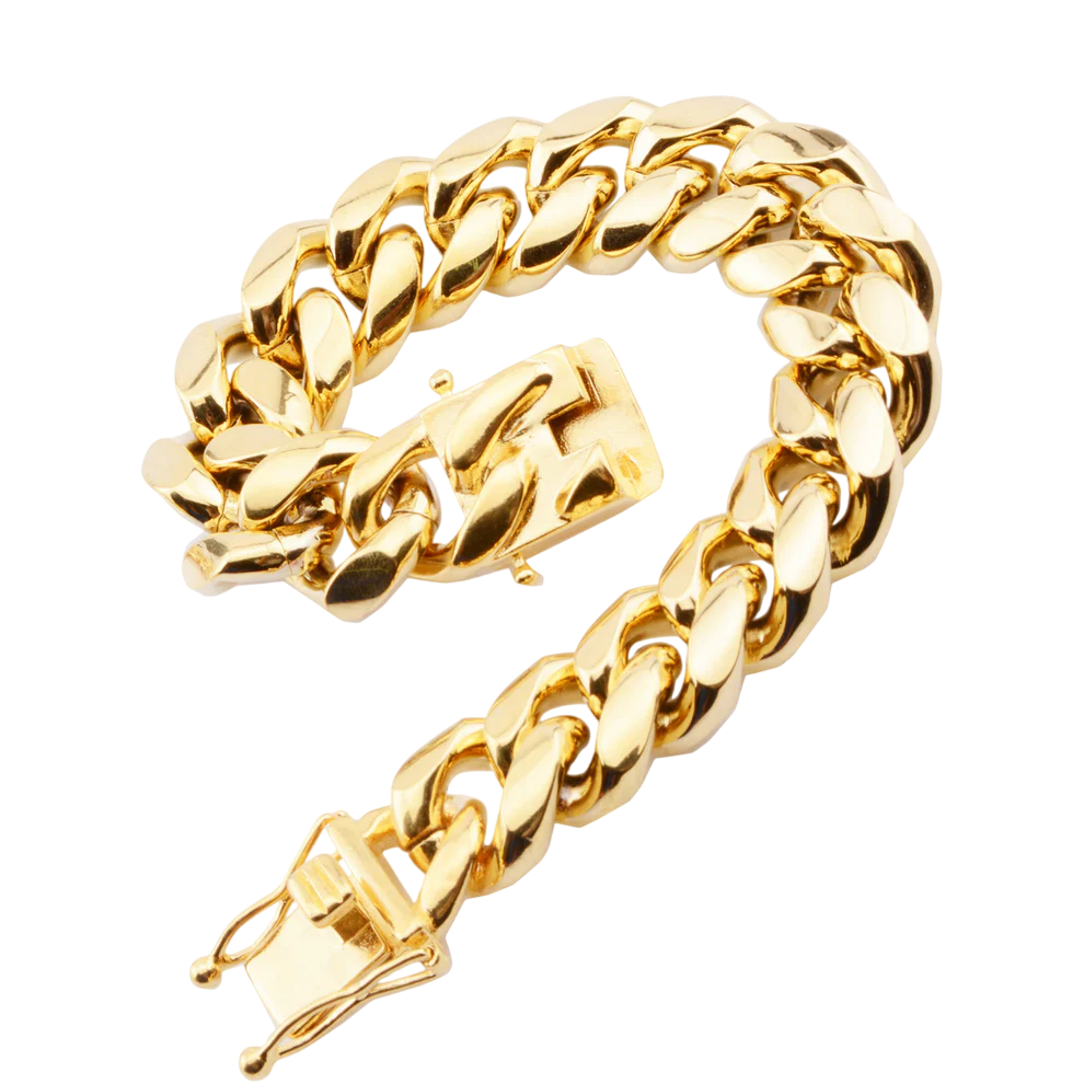 Classic Stainless Steel Gold Miami Cuban Link Bracelet