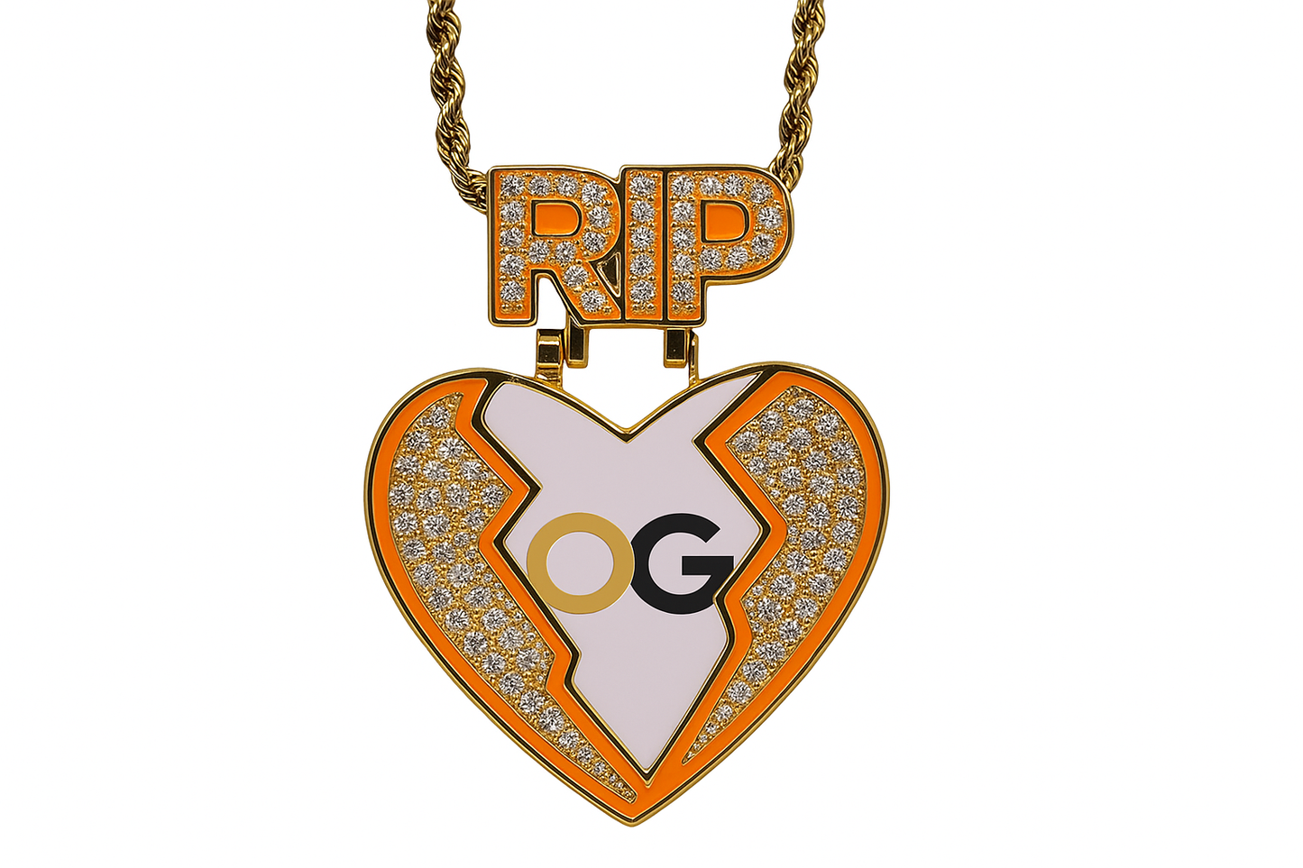Custom Iced Out Broken Heart RIP Photo Pendant