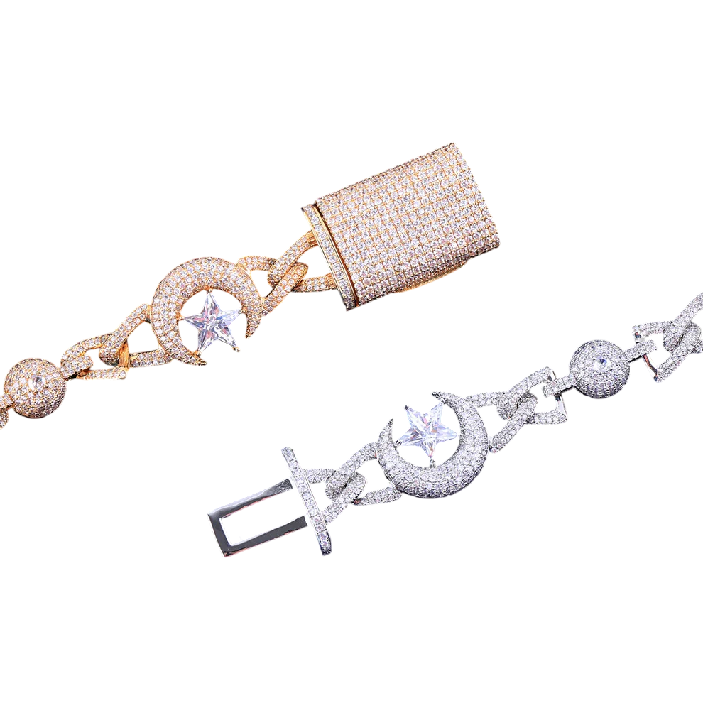 Iced Out Galaxy Boss Moon & Star Cuban Bracelet