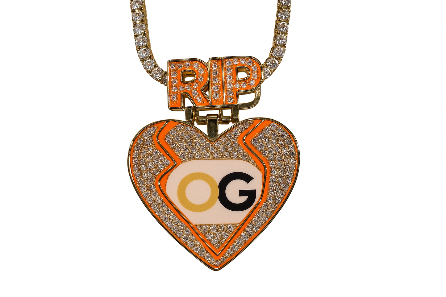 Custom Iced Out Broken Heart RIP Photo Pendant