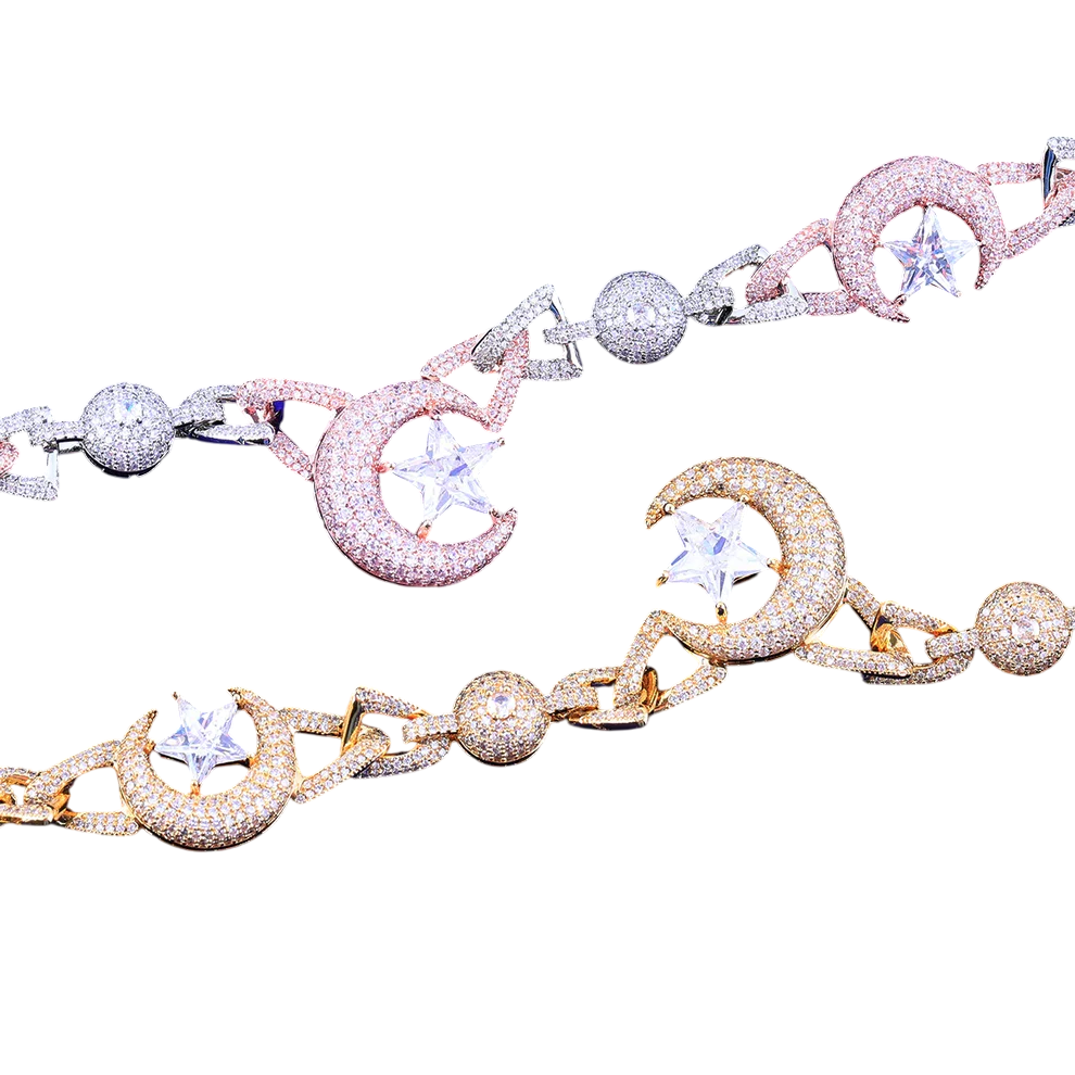 Iced Out Galaxy Boss Moon & Star Cuban Bracelet