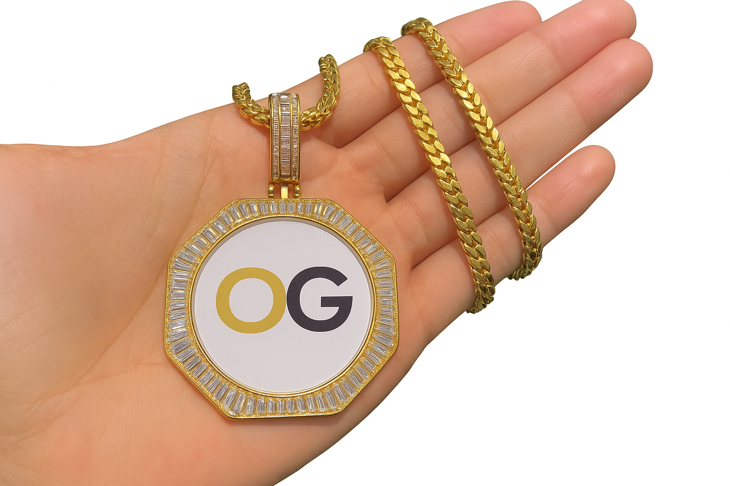 Custom Iced Out Polygon Photo Pendant