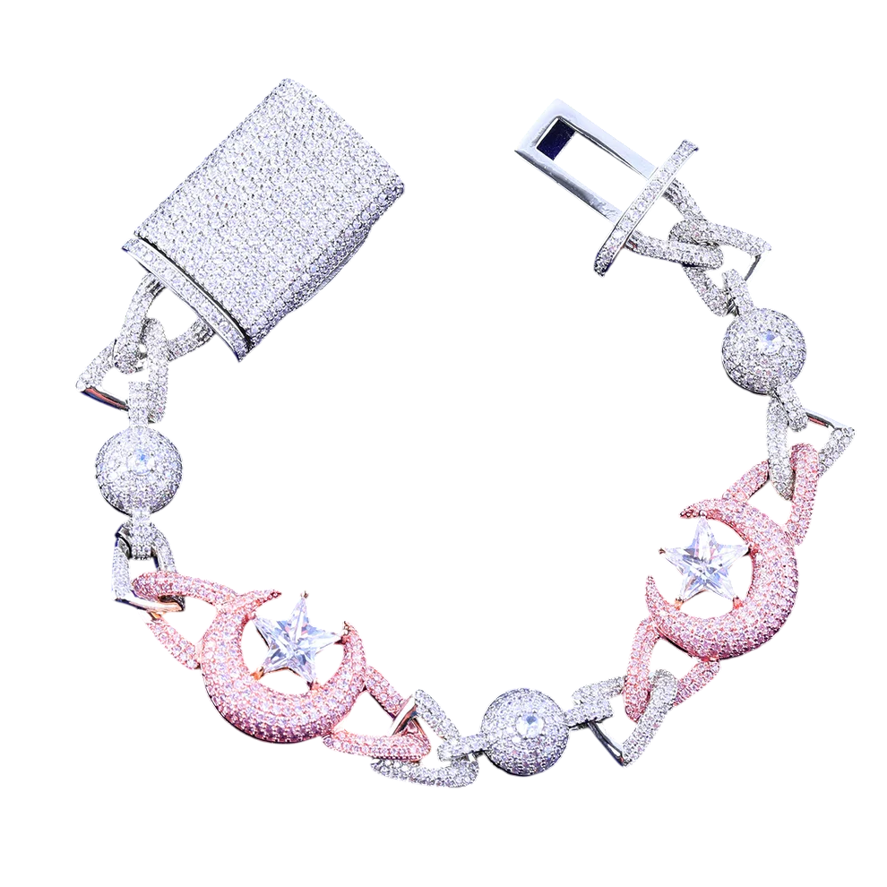 Iced Out Galaxy Boss Moon & Star Cuban Bracelet