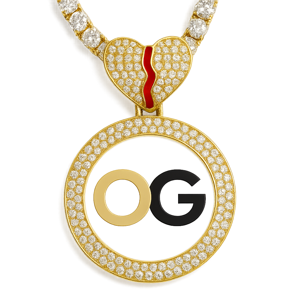 Custom Iced Out Broken Heart Round Photo Pendant