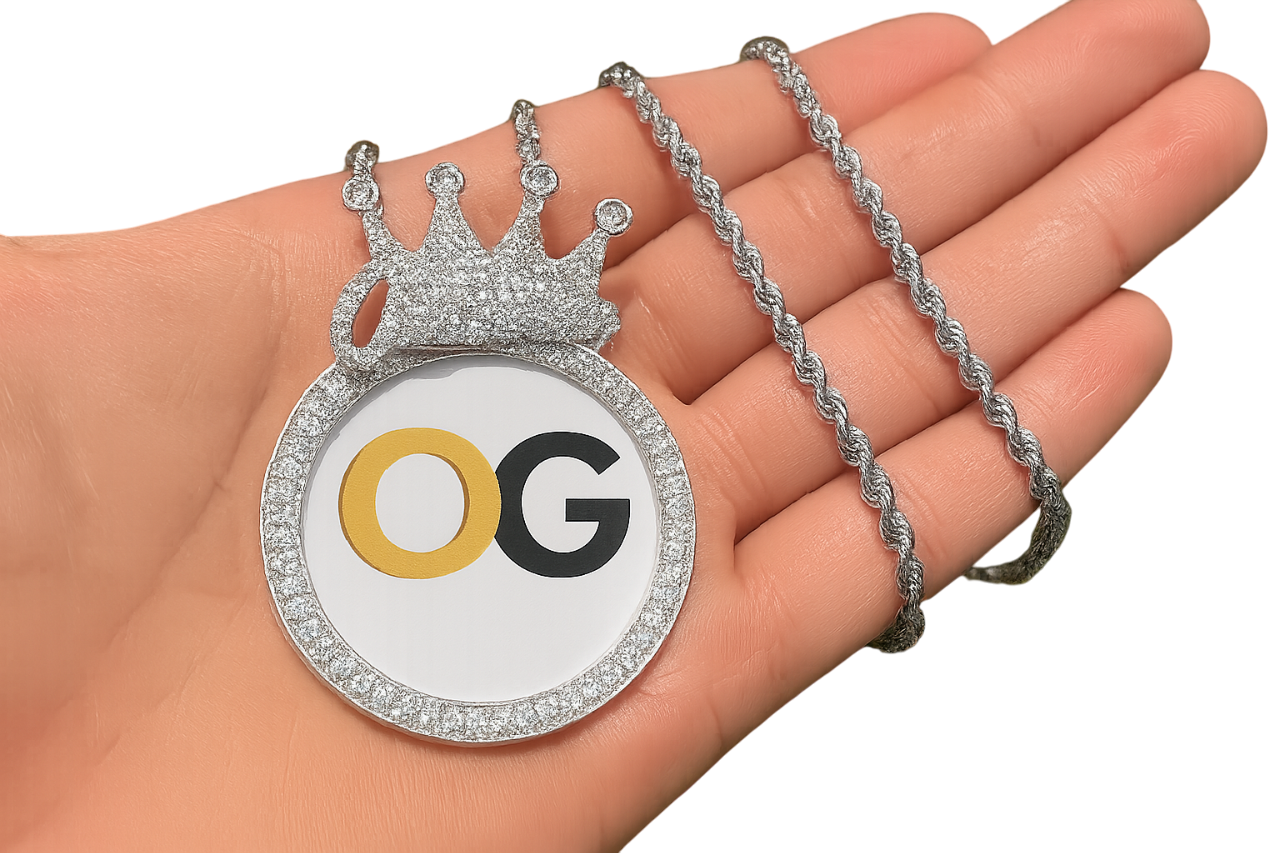 Custom Iced Out Queen Crown Medallion Photo Pendant