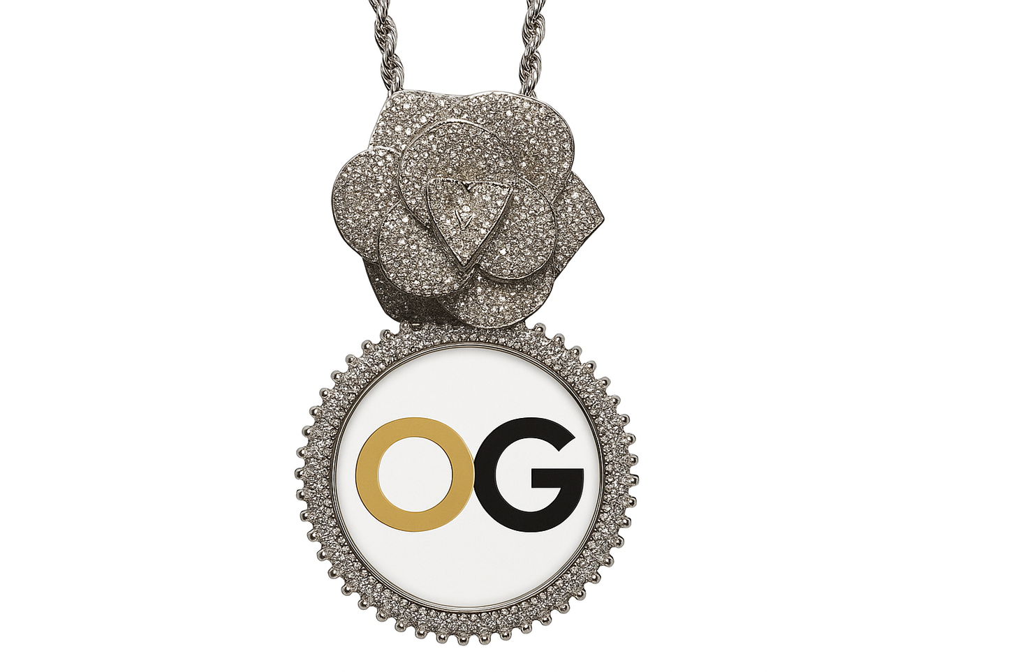 Custom Iced Out Rose Bail Medallion Photo Pendant
