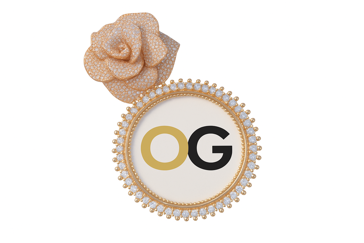 Custom Iced Out Rose Bail Medallion Photo Pendant