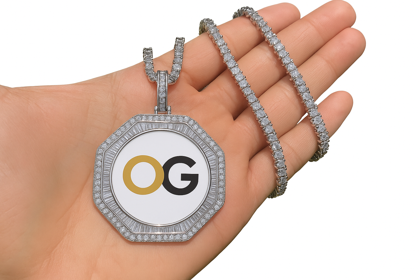 Custom Iced Out Polygon Photo Pendant