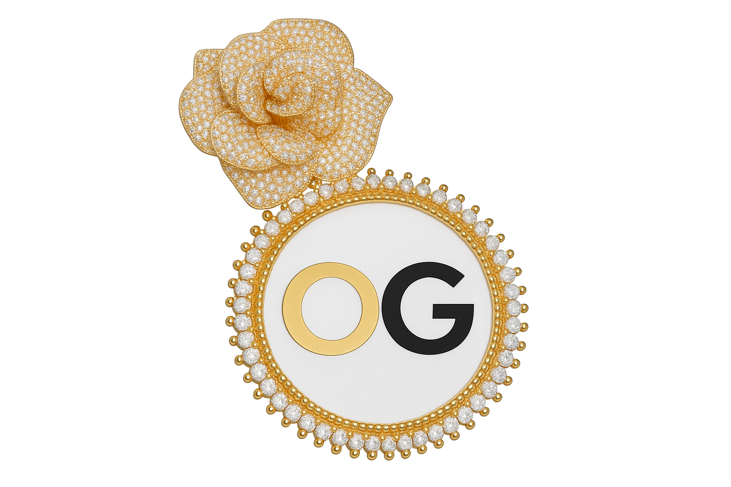 Custom Iced Out Rose Bail Medallion Photo Pendant