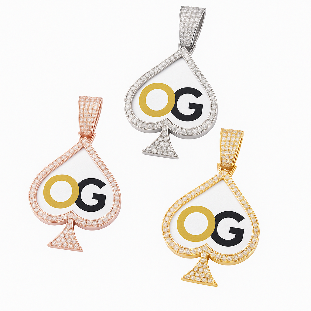 Custom Iced Out Spades Photo Pendant