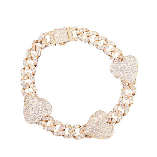 Iced Out Heart & Cuban Link Bracelet // 10MM