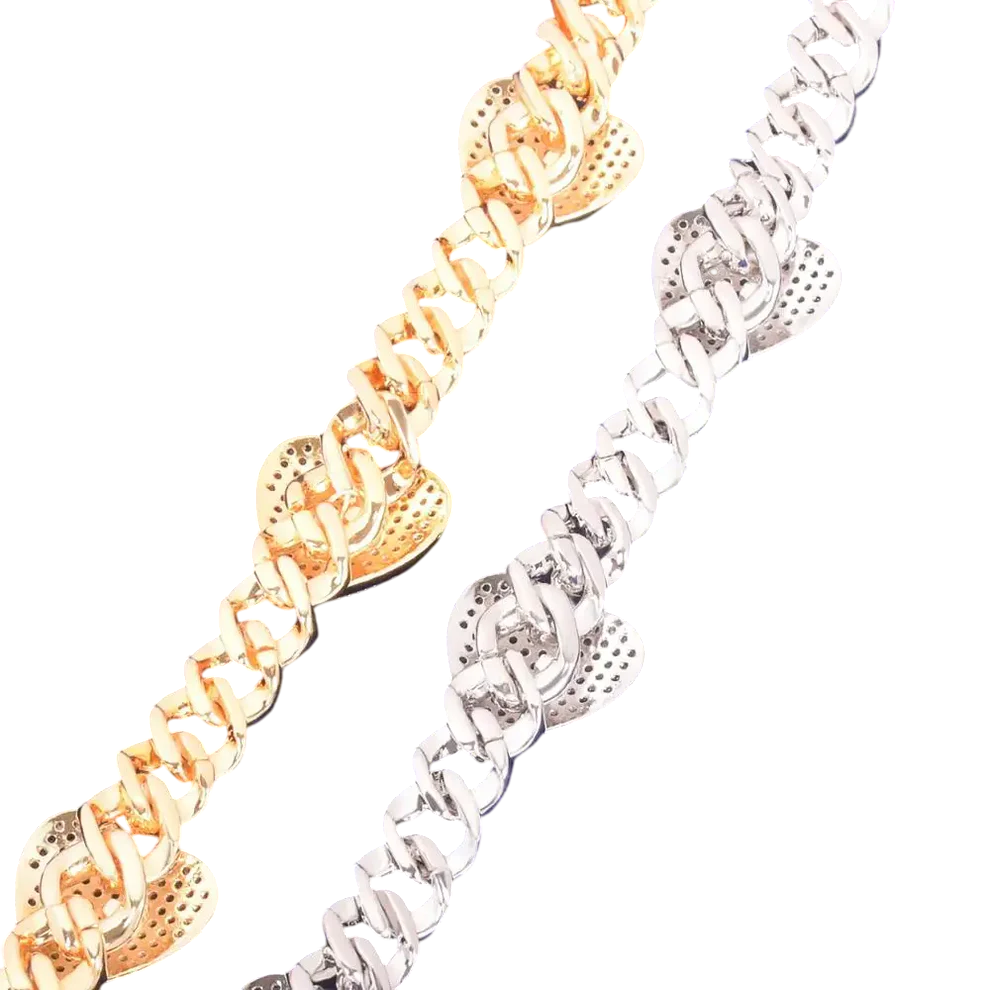 Iced Out Heart & Cuban Link Bracelet // 10MM