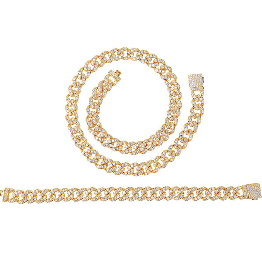 Iced Out Elegance Cuban Link Chain & Bracelet Set // 10MM