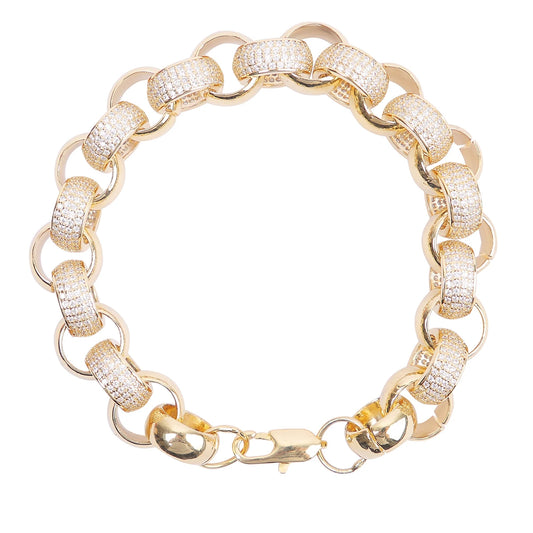 Iced Out Alternating Textured Cuban Link Bracelet // 12MM