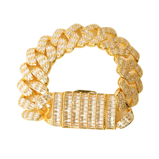 Iced Out Luxury Baguette Cuban Link Bracelet // 20MM