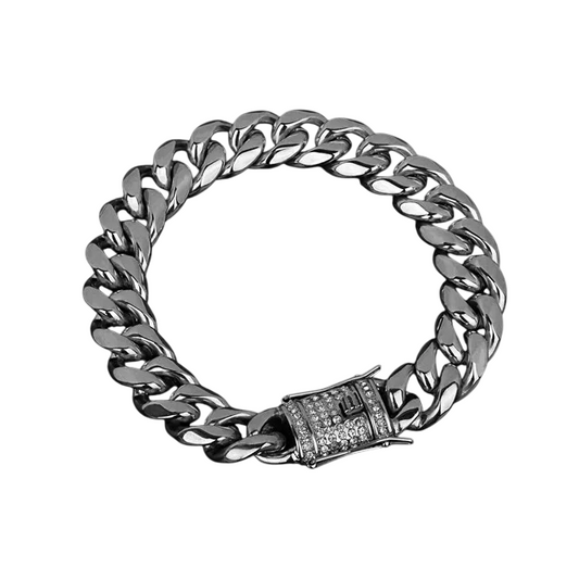 Iced Out Clasp Cuban Chain & Bracelet Set // 14MM