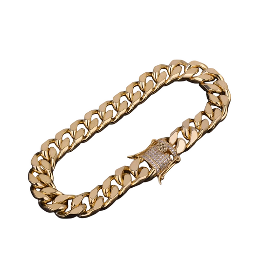 Iced Out Luxury Clasp Cuban Link Bracelet // 11MM