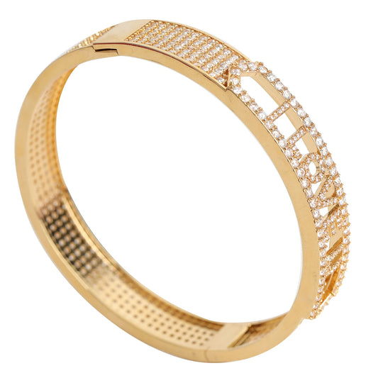 Iced Out Custom Letter Cutout Bangle Bracelet
