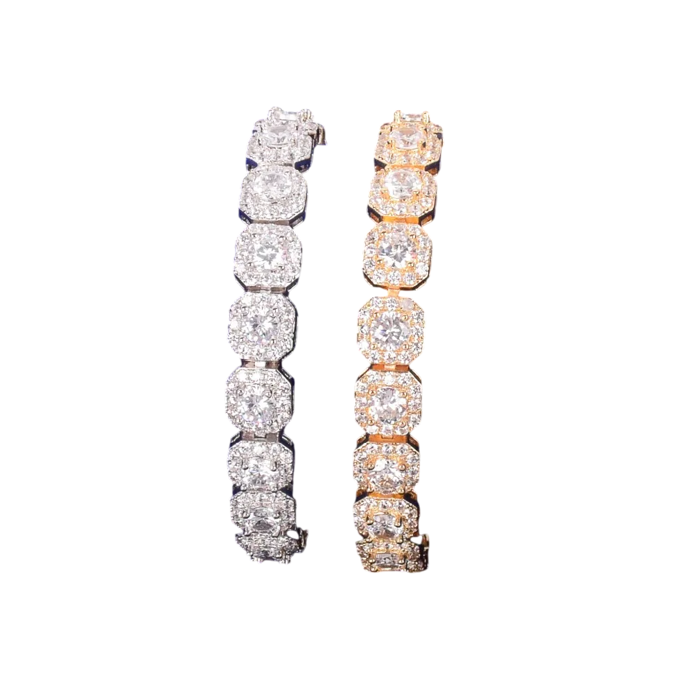 Iced Out Octagon Cluster Tennis Bracelet