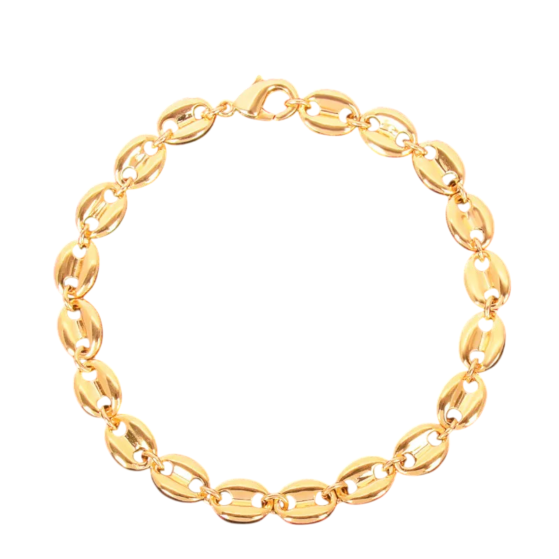 Glossy Coffee Bean Solid back Link Bracelet