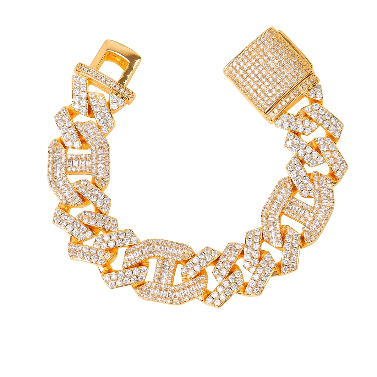 Iced Out Baguette Cuban Bracelet // 18MM