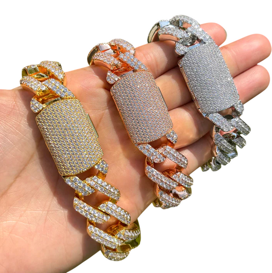 Iced Out Executive Figaro Cuban Link Bracelet