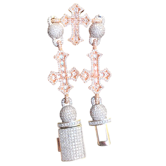 Iced Out Ball & Cross Cuban Link Bracelet