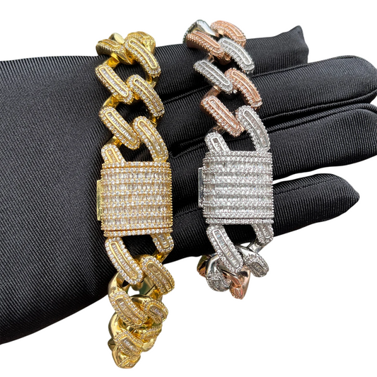 Iced Out Barrel Link Cuban Bracelet