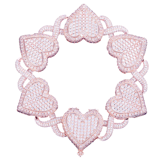 Iced Out Infinity Hearts Cuban Link Bracelet