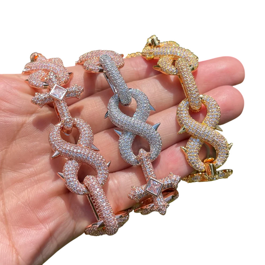 Iced Out Infinity Cross Cuban Bracelet