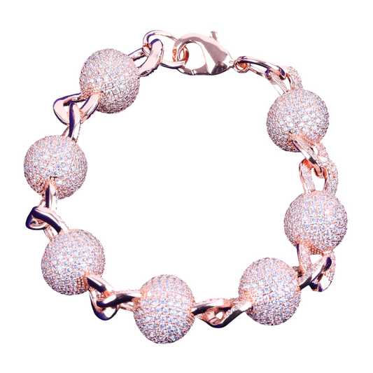 Iced Out Globe Spheres Cuban Link Bracelet // 15MM