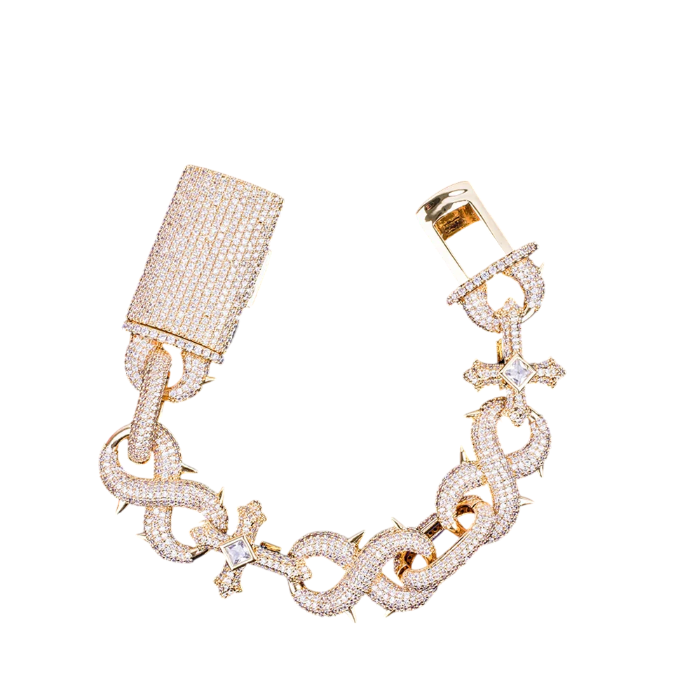 Iced Out Infinity Cross Cuban Bracelet