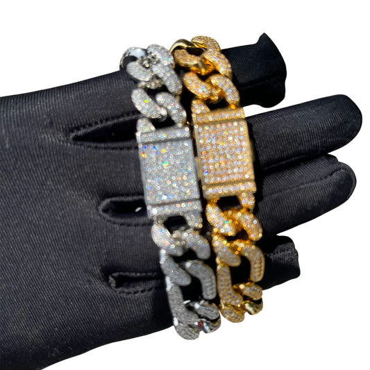 Iced Out Frost Figaro Cuban Link Bracelet