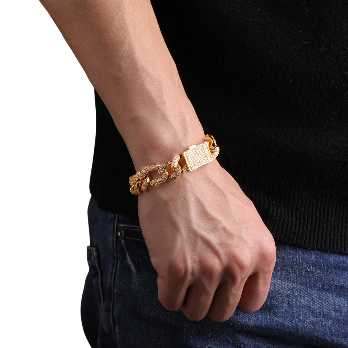 Iced Out Frost Figaro Cuban Link Bracelet