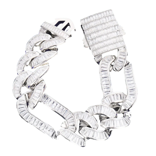 Iced Out Baguette Figaro Cuban Link Bracelet