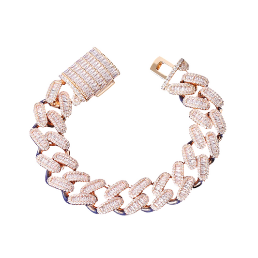 Iced Out Baguette Miami Cuban Link Bracelet // 15MM