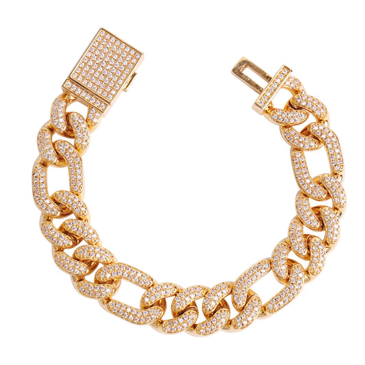 Iced Out Frost Figaro Cuban Link Bracelet