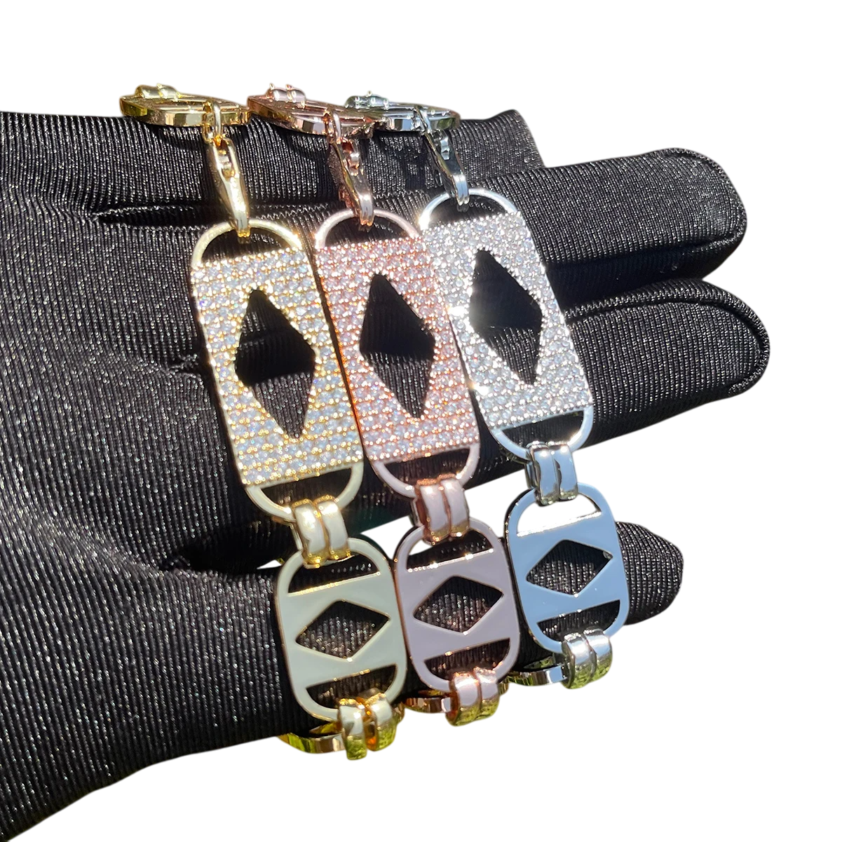 Iced Out Box Pattern Cuban Link Bracelet