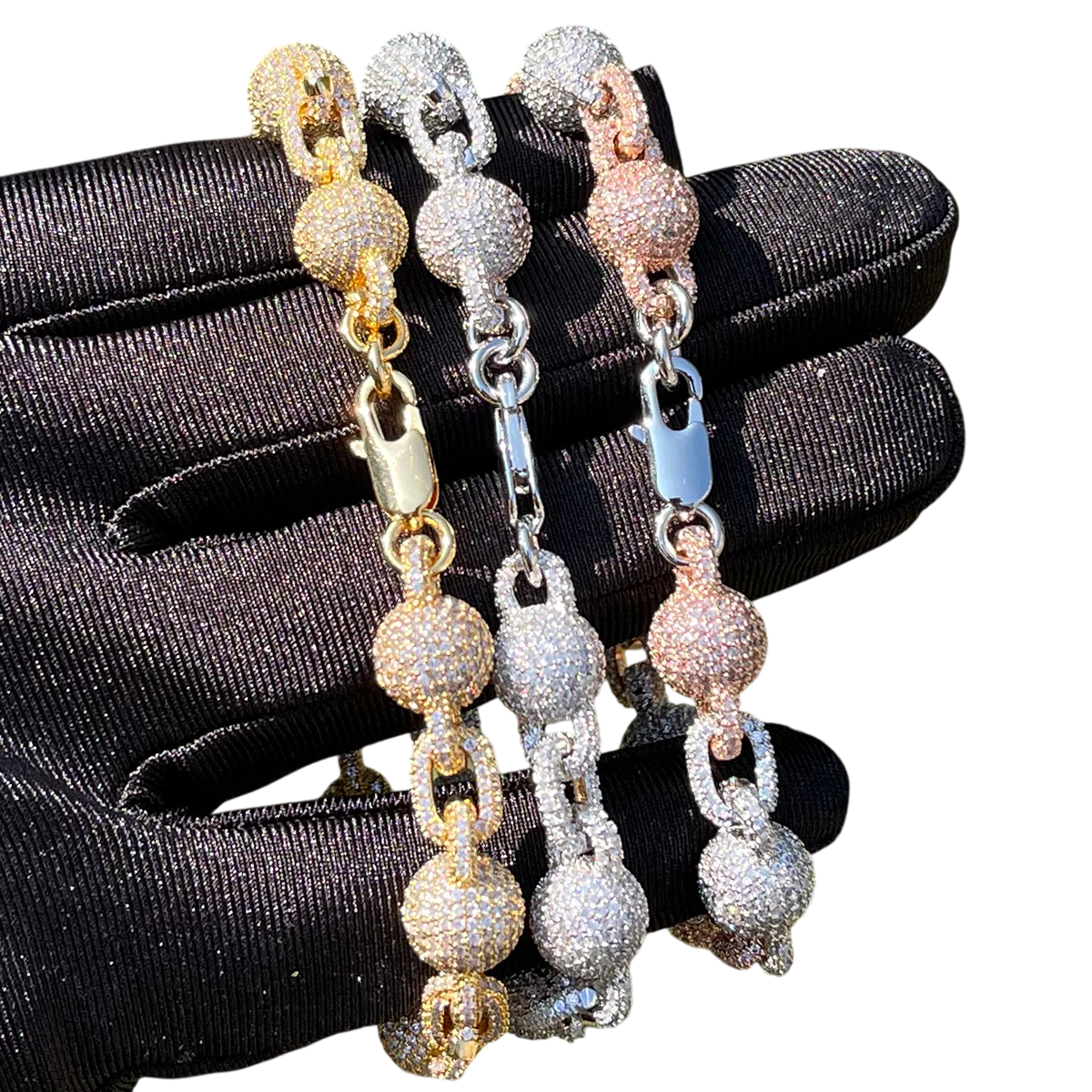 Iced Out Beads Cuban Link Bracelet