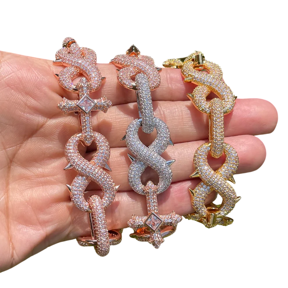 Iced Out Infinity Cross Cuban Bracelet