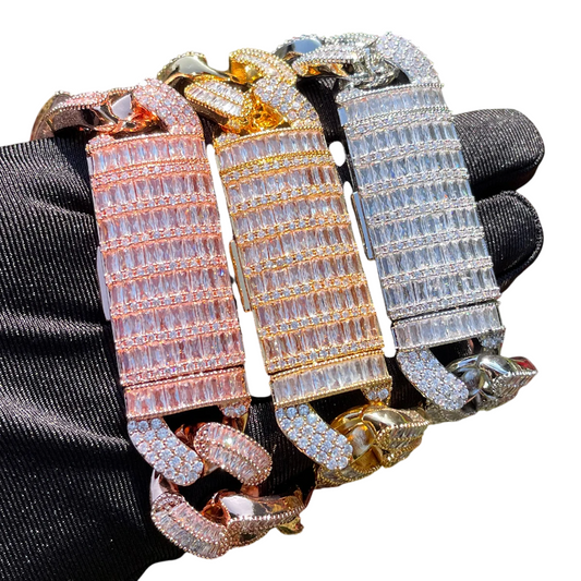 Iced Out CZ Baguette Cuban Bracelet