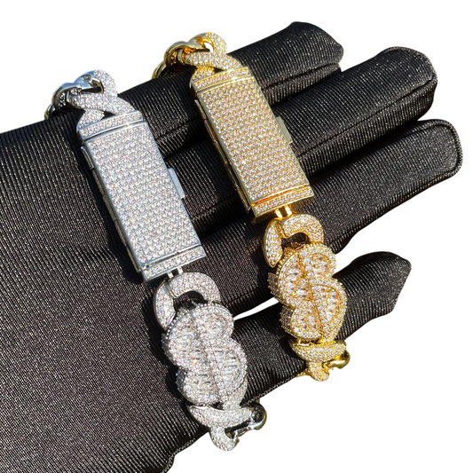Iced Out Baguette Infinity Cuban Link Bracelet