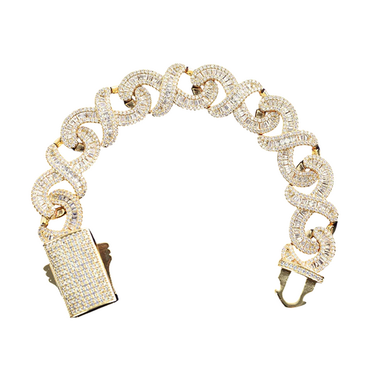 Iced Out Infinity Waves Baguette Bracelet