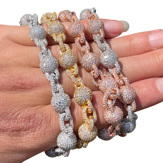 Iced Out Beads Cuban Link Bracelet