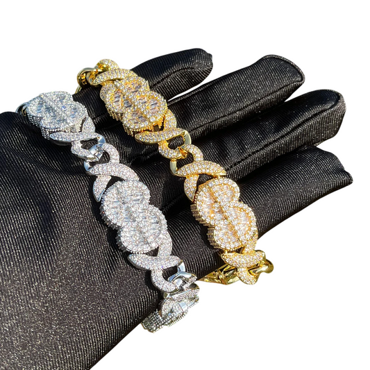Iced Out Baguette Infinity Cuban Link Bracelet